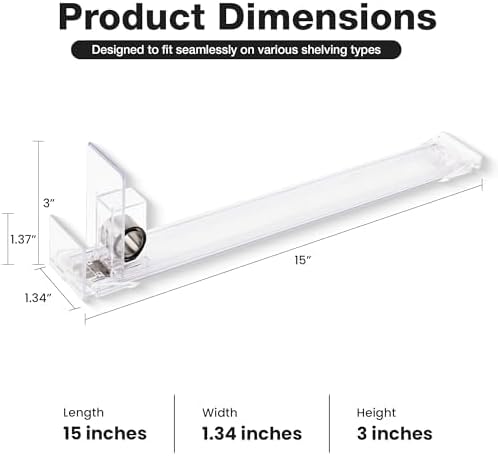 3-Pack 15-inch Light Spring-Loaded Shelf Pushers (1-6 oz)