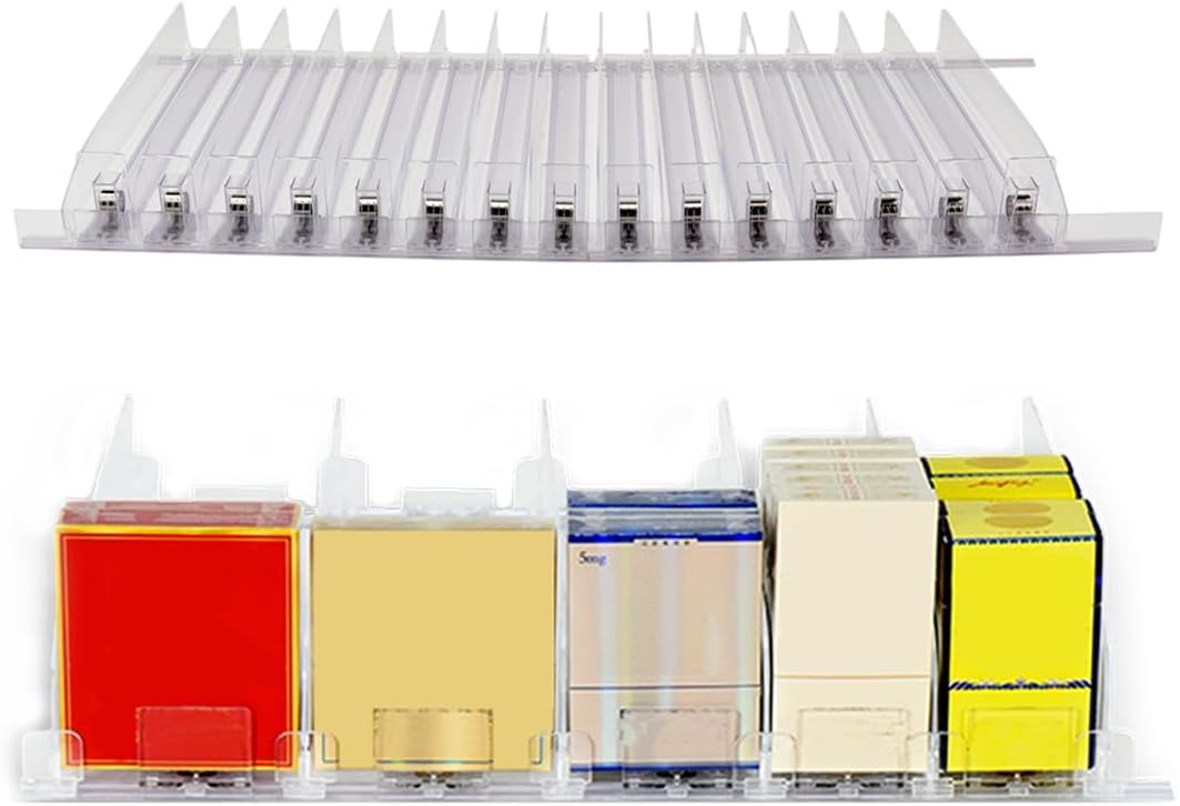 15-Pack Spring Loaded Shelf Pushers Kit for Gondola | 3FT, 12in Deep Pushers for 1-6oz Oz Products | Retail Store Shelf Organizers