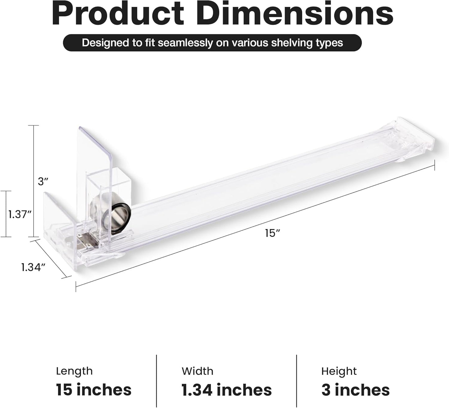 Gondola Shelf Pusher - 3 Pack for Retail Display, 13-18 OZ
