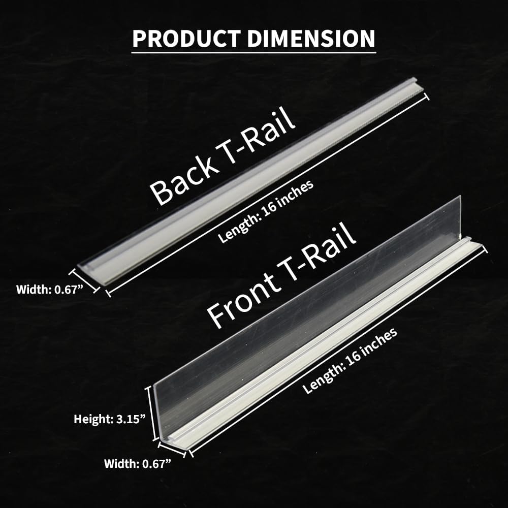 Pack of 3 T-Rails for Shelf Pusher, Good for Cigarette Display