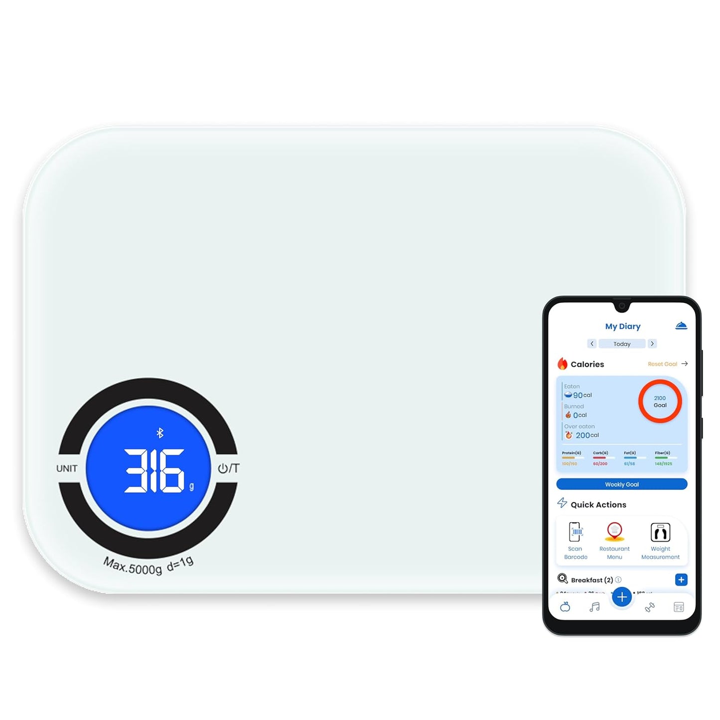 smart precision gram that can connect with mobile app through Bluetooth
