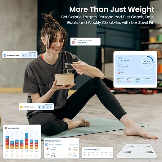 NextLevel Fit Black Smart Scale, Digital Weight Scale - Easy Syncs with Bluetooth with Free App