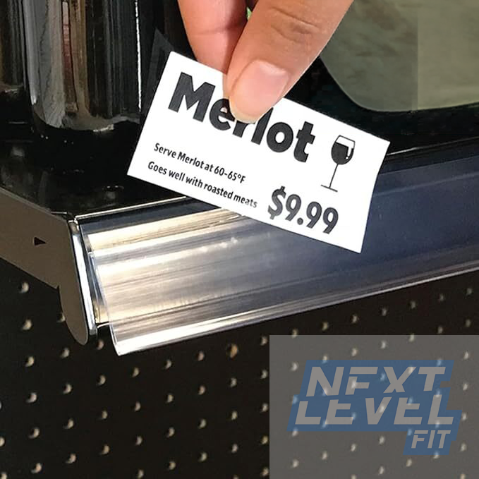 Transparent Shelf Label Price Tag Strips Non-Adhesive, Product Display Tray Clear Plastic PVC Front & Back Strip (50 pk)