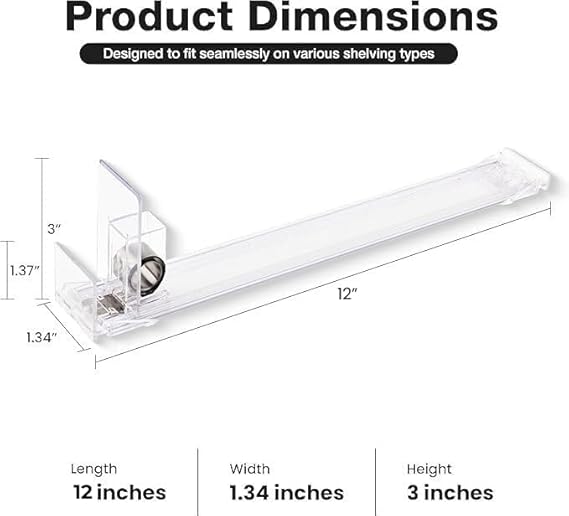 NEXTLEVEL FIT Shelf Pusher Accessory – 3N Pack of 3 Spring Loaded Shelf Pusher for 12IN Gondola Shelf, Weight Capacity 1 to 6 OZ