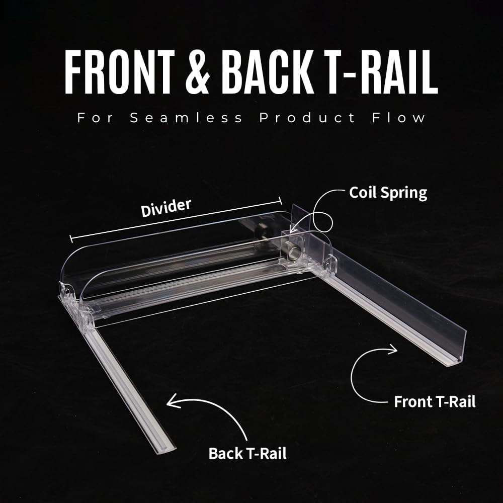 Pack of 2 T-Rails – Add-On & Replacement Rails for Spring-Loaded Shelf Pusher System (3FT T-Rail) | B0FXNJTSQY