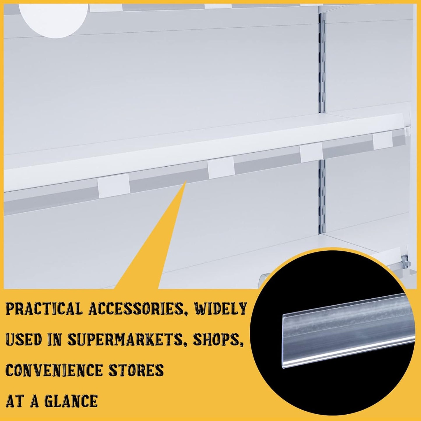 Transparent Shelf Label Price Tag Strips Non-Adhesive, Product Display Tray Clear Plastic PVC Front & Back Strip (50 pk)