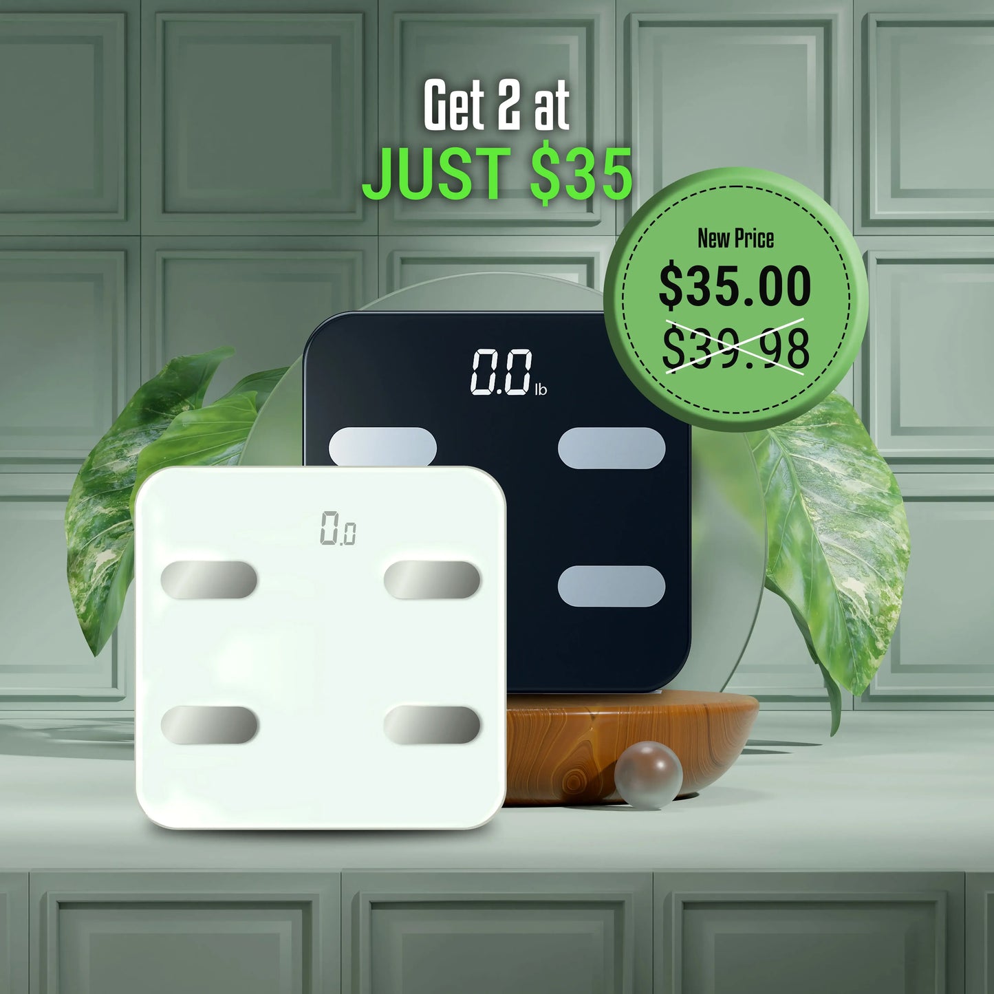 NextLevel Fit Smart BMI Scale (Black & White Combo) – Digital Body Weight Analyzer with App Sync