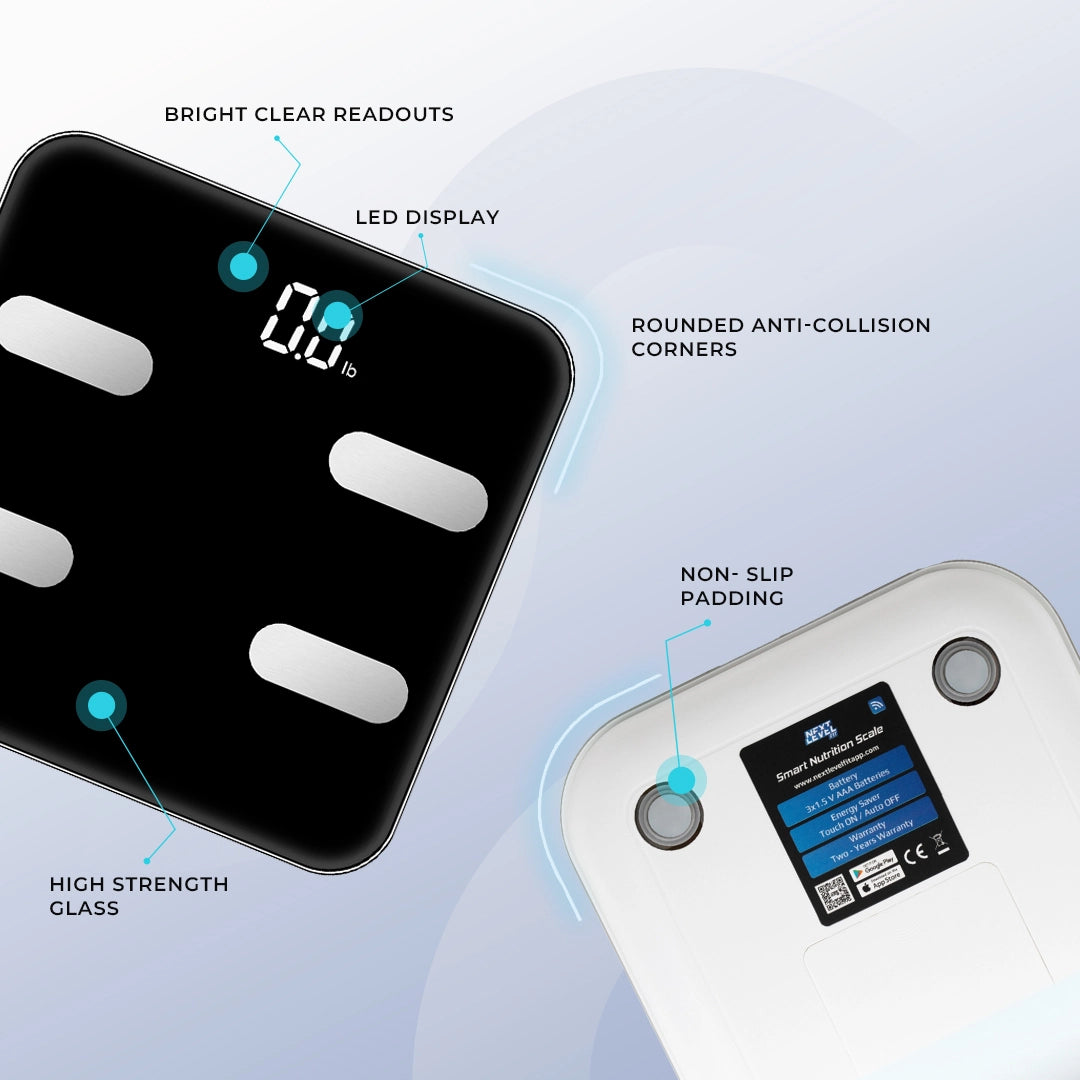 NextLevel Fit Body Weight Scales (Pack of 2, Black) – Smart Digital Bathroom Scales for Accurate Weight Tracking